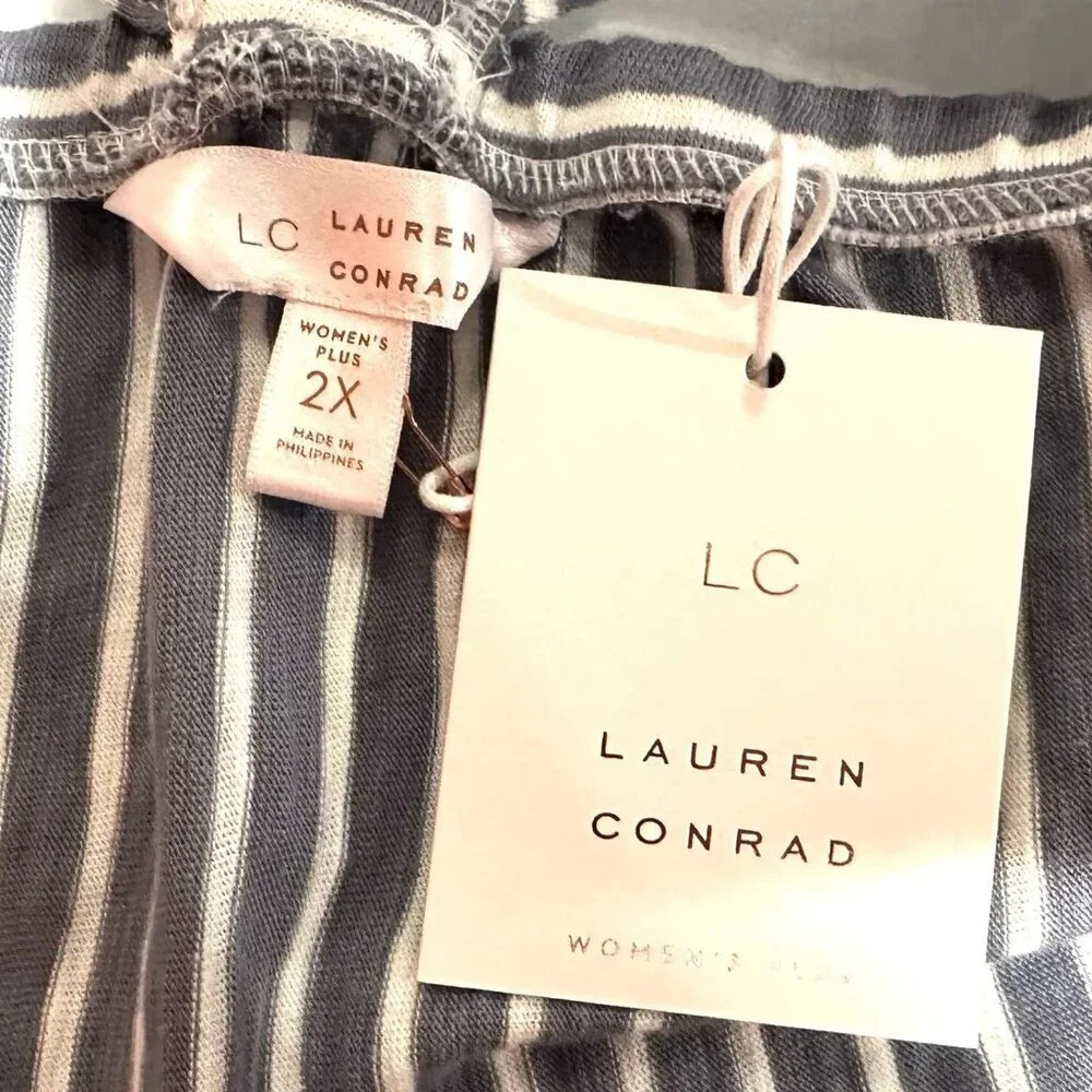 NWT LAUREN CONRAD Women Sleeveless Pullover Square Neck Striped Blue Shirt Sz 2X - Picture 14 of 15